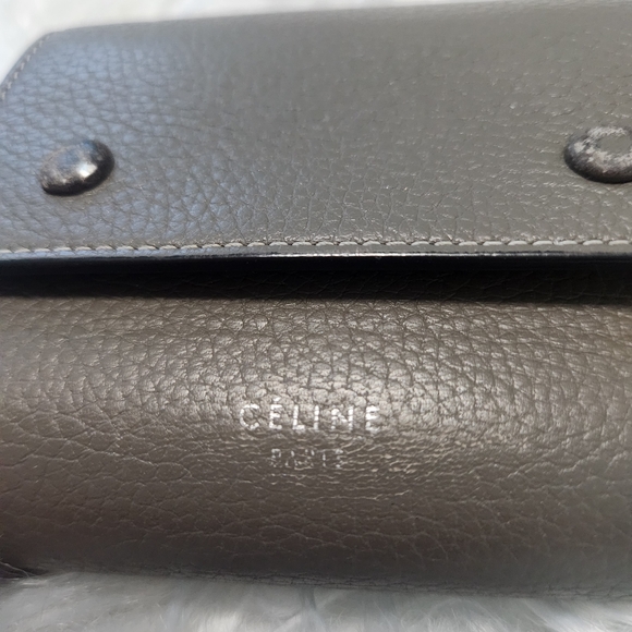 Authentic Celine Drummed Grained Calfskin Trifold Wallet Grey - Picture 4 of 15
